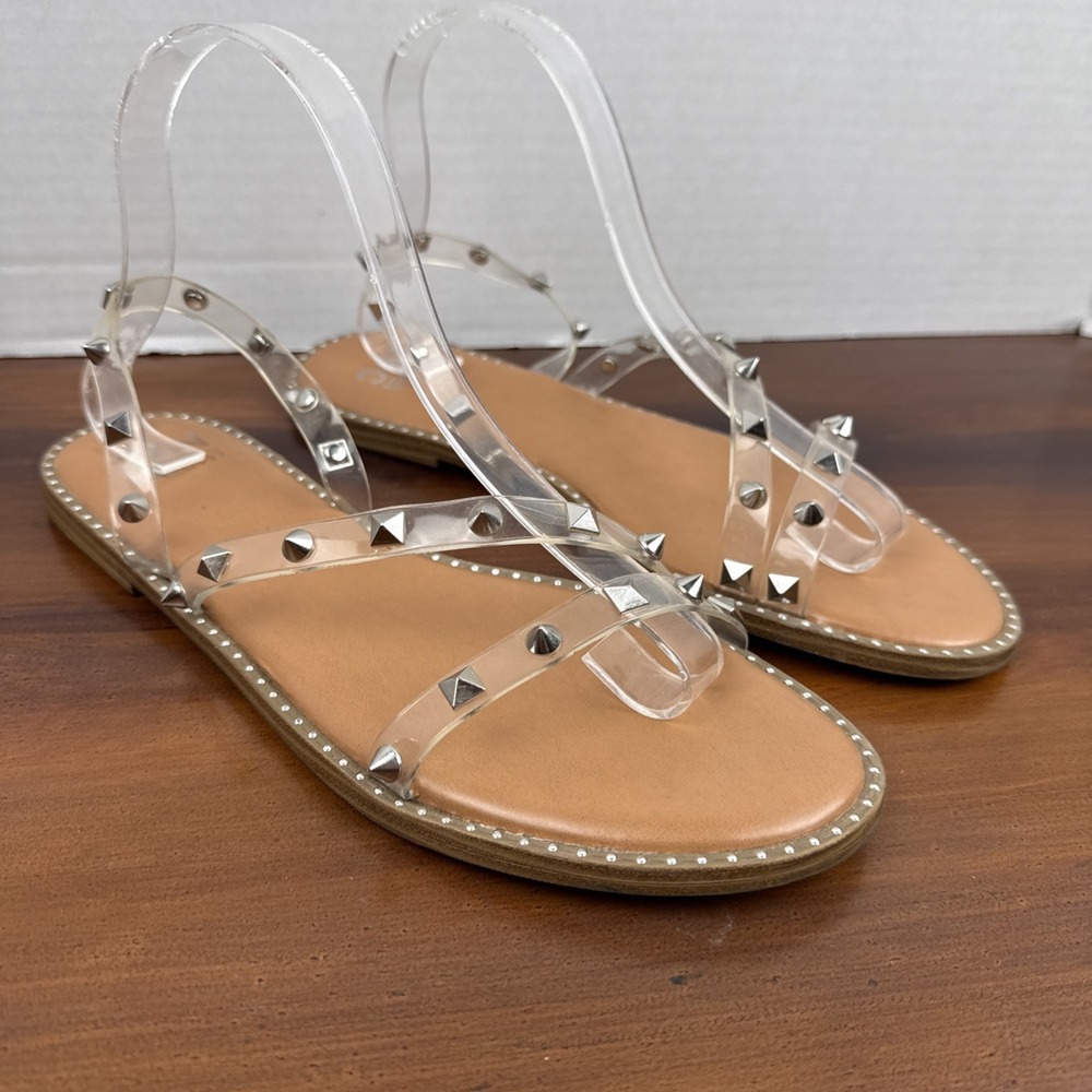 Women's Madden NYC Clear Studded Sandals Size‎ 9